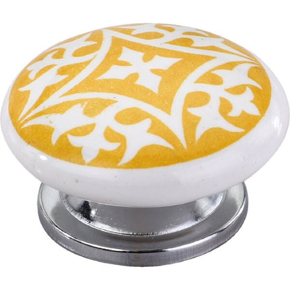 Mascot Hardware Spiky Flower 1-3/5 in. Yellow & Grey Drawer Cabinet Knob