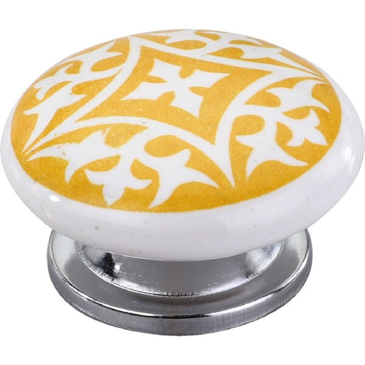 Mascot Hardware Spiky Flower 1-3/5 in. Yellow & Grey Drawer Cabinet Knob