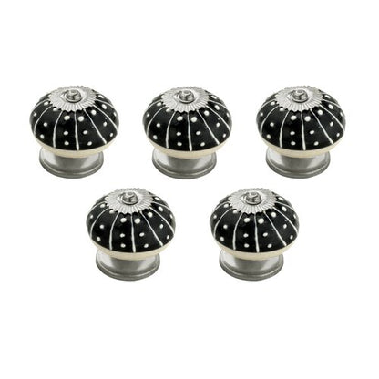 Intersection  1-3/5 in. (40mm) Black & White Cabinet Knob (Pack of 5)