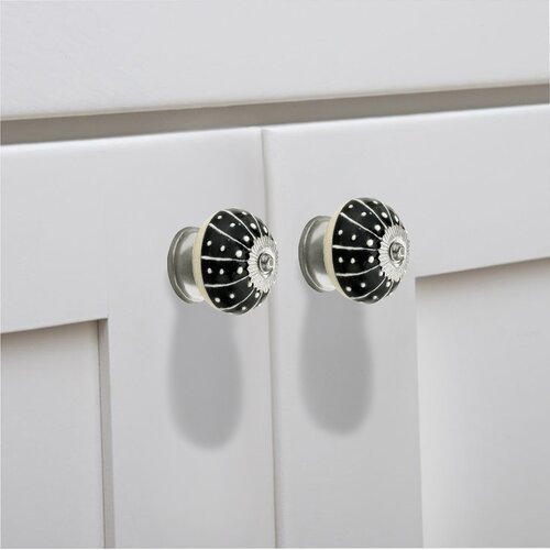Intersection  1-3/5 in. (40mm) Black & White Cabinet Knob (Pack of 5)