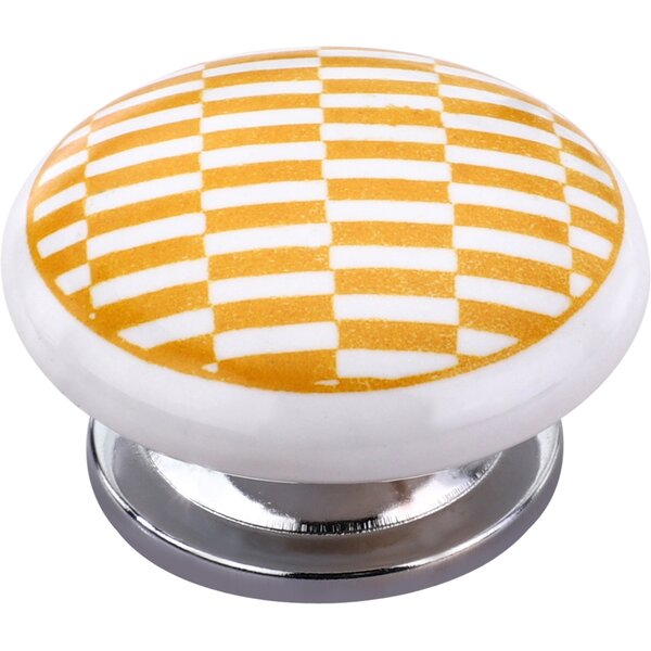Mascot Hardware Tile Pattern 1-3/5 in. Grey & Yellow Drawer Cabinet Knob