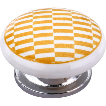 Mascot Hardware Tile Pattern 1-3/5 in. Grey & Yellow Drawer Cabinet Knob