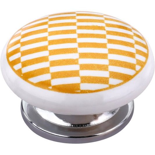 Mascot Hardware Tile Pattern 1-3/5 in. Grey & Yellow Drawer Cabinet Knob