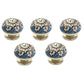 Flowers 1-3/5 in. Blue & Cream Cabinet Knob (Pack of 5)