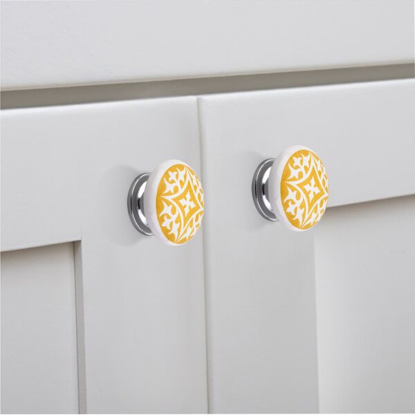 Mascot Hardware Spiky Flower 1-3/5 in. Yellow & Grey Drawer Cabinet Knob