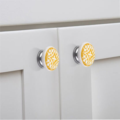 Mascot Hardware Spiky Flower 1-3/5 in. Yellow & Grey Drawer Cabinet Knob