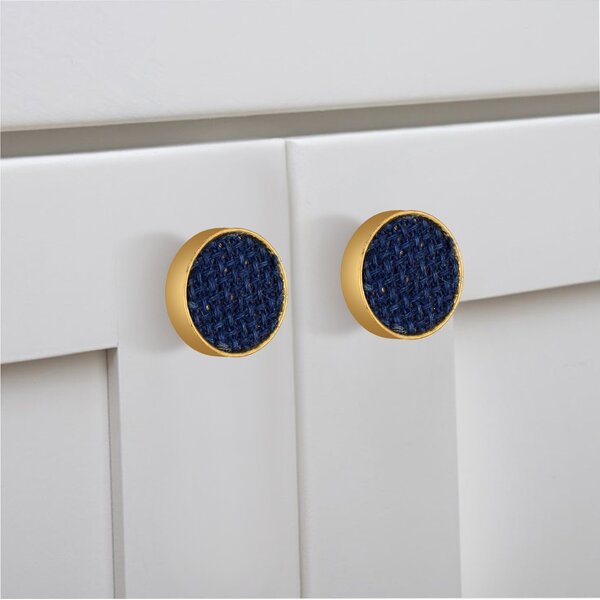 Basketweave 1-3/5 in. Blue Cabinet Knob