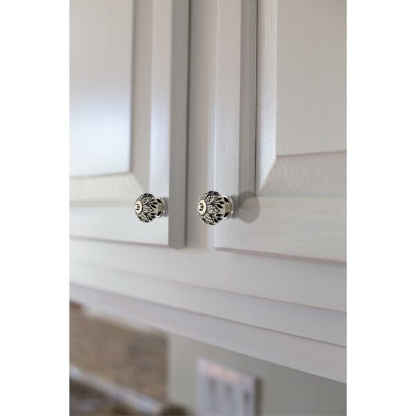 Black and White Crystalled Cabinet Knob