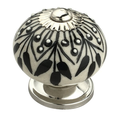 Black and White Crystalled Cabinet Knob