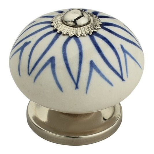 1-5/8 in. (42mm) Blue & White Cabinet Knob