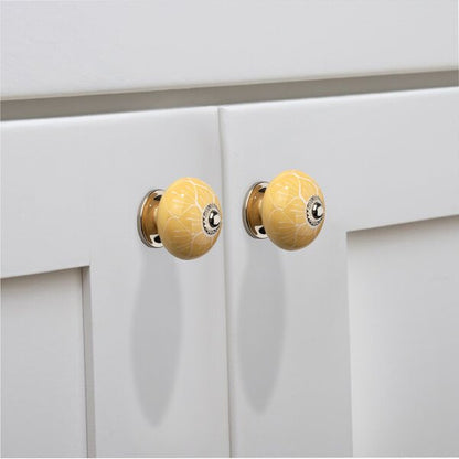 Stone Pattern 1-5/8 in. (42mm) Yellow Cabinet Knob