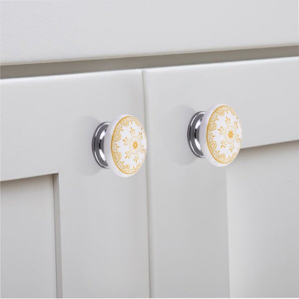 Camellia 1-4/7 in. Yellow Flower Cabinet Knob