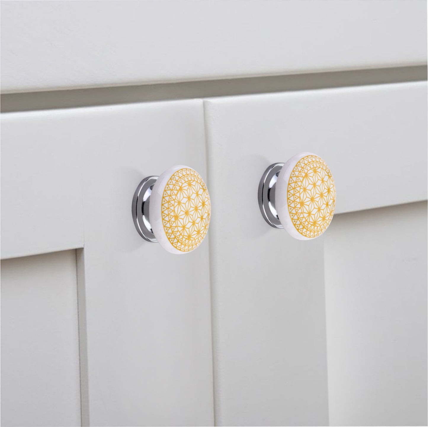 Geometric Star 1-4/7 in. Yellow Cabinet Knob