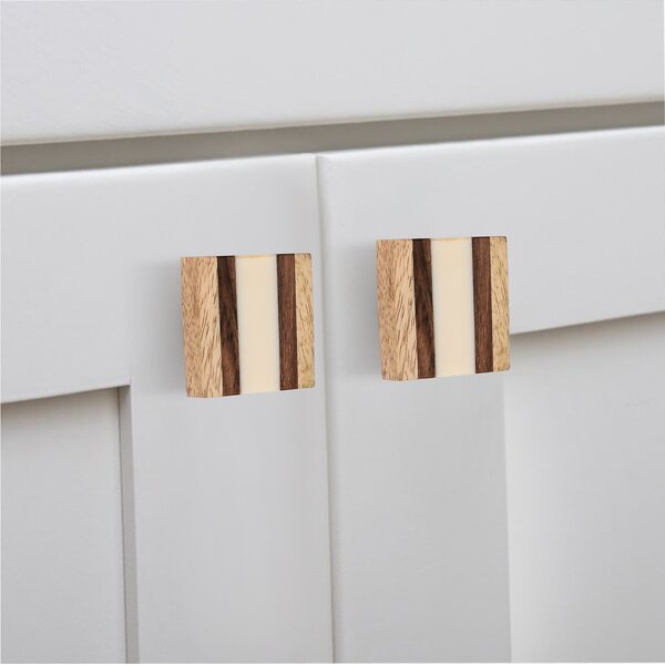 Mascot Hardware Fusion Striped 1-4/7 in. Wood Drawer Cabinet Knob