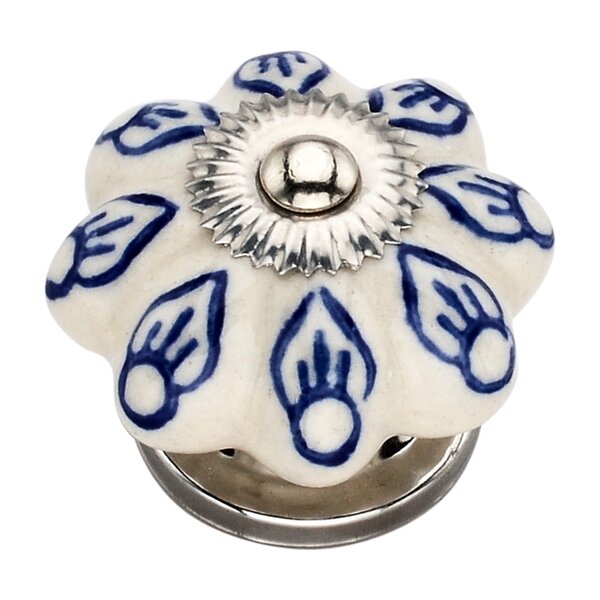 Mascot Hardware Cream & Blue Petal 1-1/2 in. Drawer Cabinet Knob