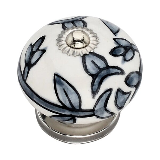 Black Flower 1-3/5 in. Cabinet Knob