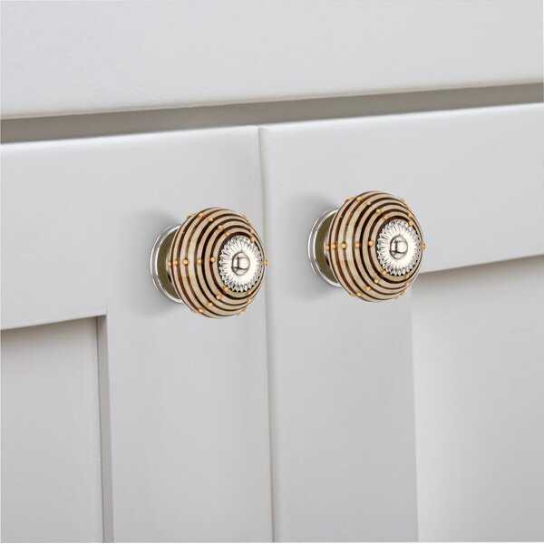 Ringed 1-3/5 in. Dotted Brown Round Cabinet Knob