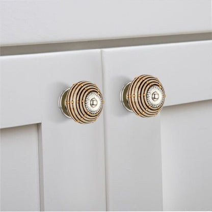 Ringed 1-3/5 in. Dotted Brown Round Cabinet Knob