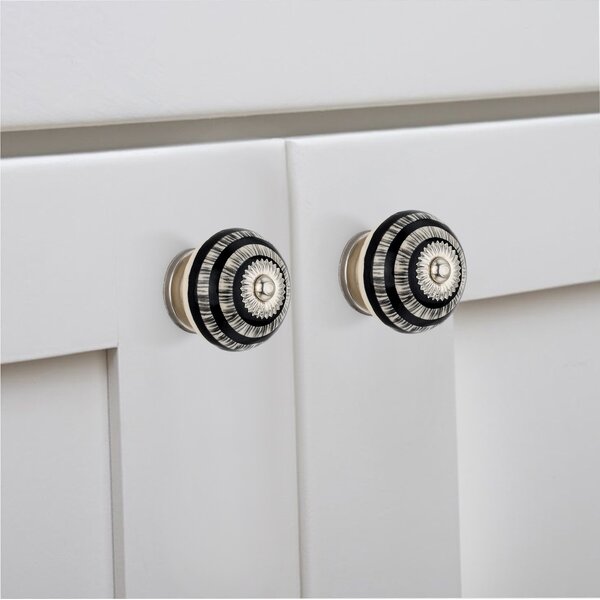 Ringed 1-3/5 in. Black Grass Round Cabinet Knob