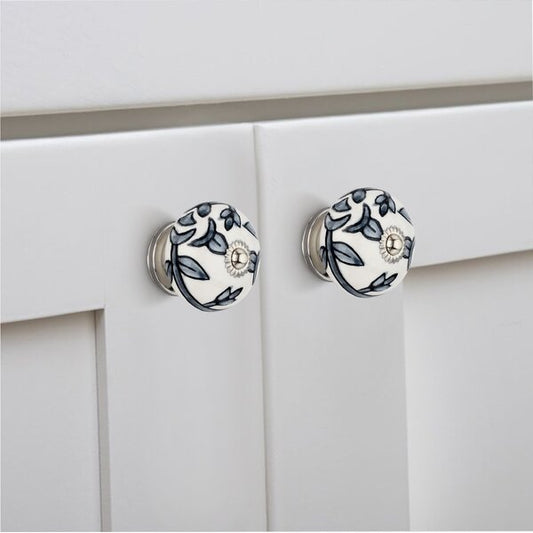Black Flower 1-3/5 in. Cabinet Knob