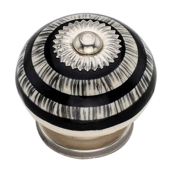Ringed 1-3/5 in. Black Grass Round Cabinet Knob