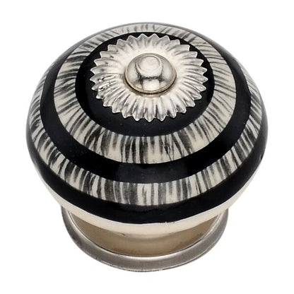 Ringed 1-3/5 in. Black Grass Round Cabinet Knob