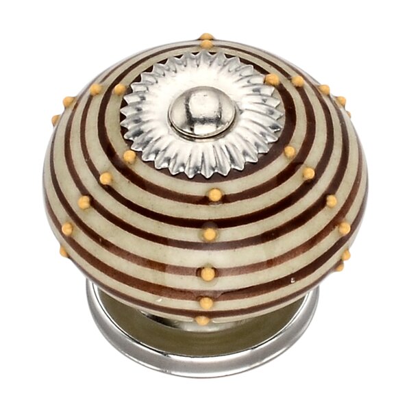 Ringed 1-3/5 in. Dotted Brown Round Cabinet Knob
