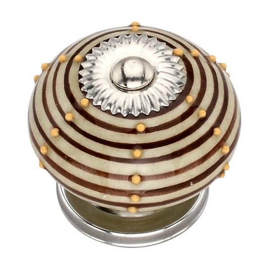 Ringed 1-3/5 in. Dotted Brown Round Cabinet Knob
