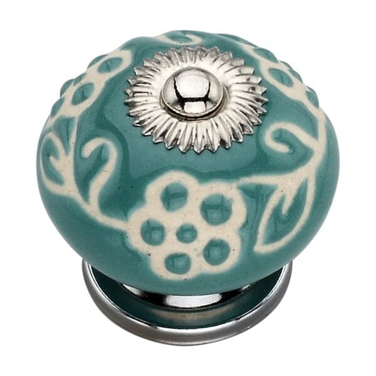Etched 1-3/5 in. Pansy Cabinet Knob