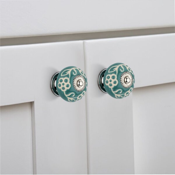 Etched 1-3/5 in. Pansy Cabinet Knob