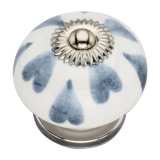 Heart Washed 1-4/7 in. Grey Cabinet Knob