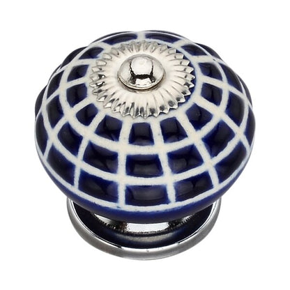 Checkered 1-4/7 in. Blue Round Cabinet Knob
