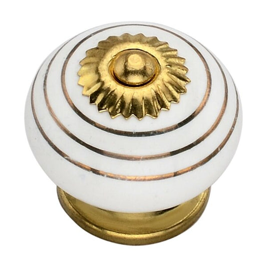 Ringed 1-4/7 in. Golden Round Cabinet Knob