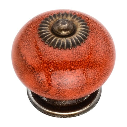 Distressed 1-4/7 in. Orange Round Cabinet Knob