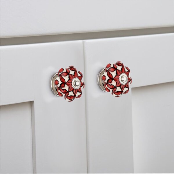 Mascot Hardware Blossom Fusion 1-3/5 in. Orange & Cream Drawer Cabinet Knob