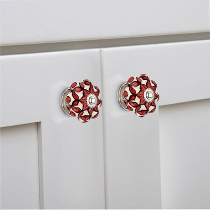 Mascot Hardware Blossom Fusion 1-3/5 in. Orange & Cream Drawer Cabinet Knob