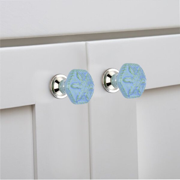 Hexagon Flower 1.77 in. Ceramic Cabinet Knob