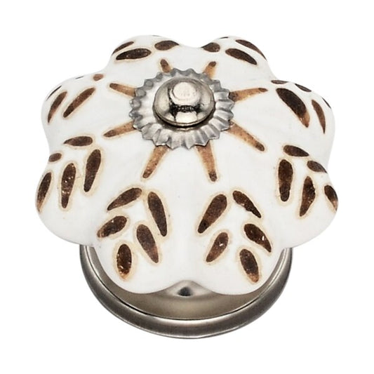 Etched Floral 1-7/9 in. Melon Cabinet Knob