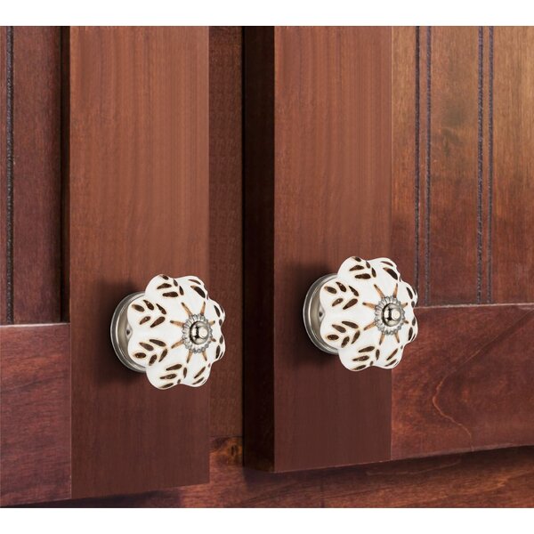 Etched Floral 1-7/9 in. Melon Cabinet Knob