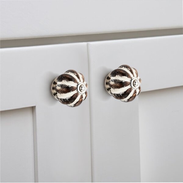 Melon Design 1-7/9 in. Cream & Brown Cabinet Knob