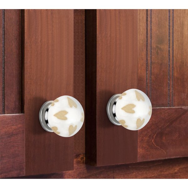 Etched Heart 1-1/2 in. Ceramic Drawer Knob