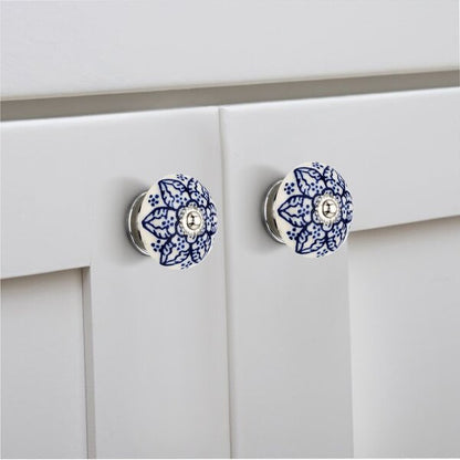 Leafy Washed 1-1/2 in. Blue Cabinet Knob