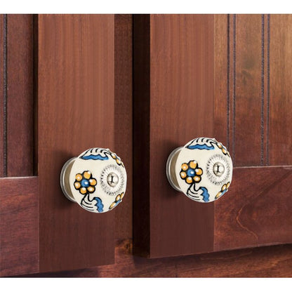 Mascot Hardware Notch 1-3/5 in. Cream & Blue Cabinet Knob (Pack of 10)