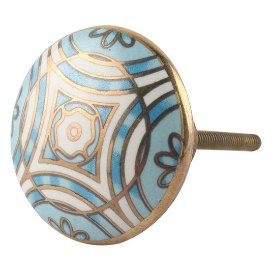 Ceramic Round 1-2/3 in. Grey & Gold Cabinet Knob