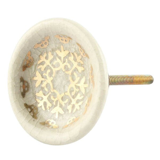 Mascot Hardware Ceramic Round 2 in. Ivory & Gold Drawer Cabinet Knob