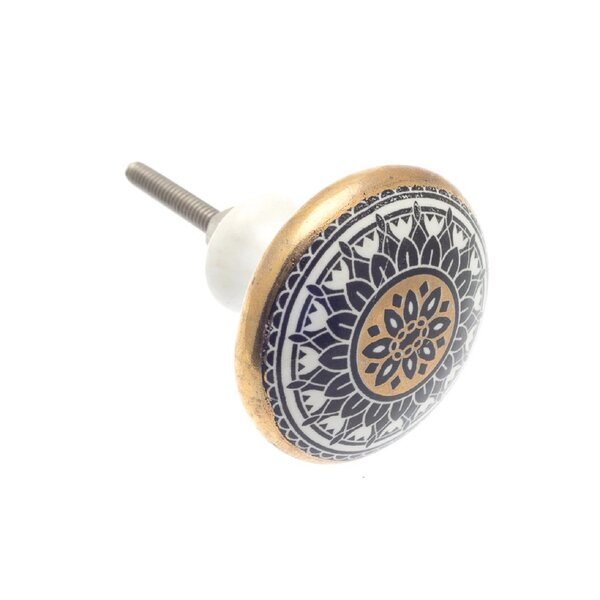 Mascot Hardware Ceramic Round 1-7/9 in. Black & Gold Drawer Cabinet Knob