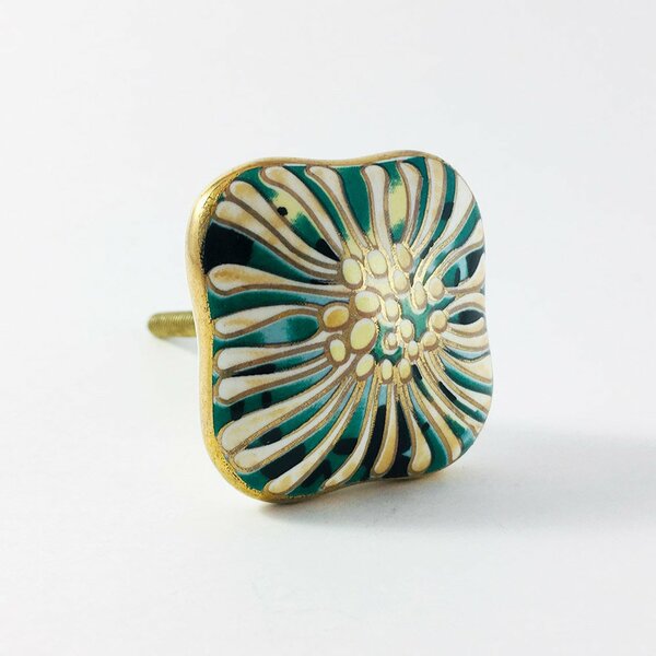 Ceramic Square 1-4/7 in. Multicolor Cabinet Knob