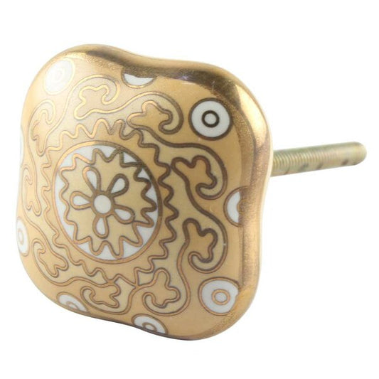 Mascot hardware Ceramic Square 1-4/7 in. Yellow & Gold Drawer Cabinet Knob