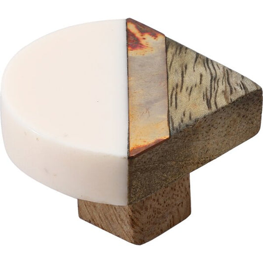 Inglewood 1-2/3 in. Halfround White & Wood Cabinet Knob