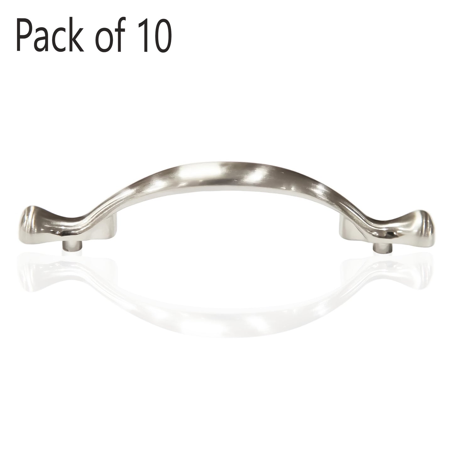 Long Footed 3-3/4 in (96mm) Satin Nickel Drawer Pull (10-Pack)